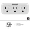 imageGE 3Outlet Extender Wall Tap with Guide Light Grounded Adapter 3Prong Cruise Essentials Indoor Rated Use for Home Office School Dorm UL Listed White 144941 Pack