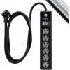 imageGE 6Outlet Surge Protector 10 Ft Extension Cord Power Strip 800 Joules Flat Plug TwisttoClose Safety Covers ETL Listed White 14092Black