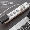 imageGE 6Outlet Surge Protector 10 Ft Extension Cord Power Strip 800 Joules Flat Plug TwisttoClose Safety Covers ETL Listed White 14092White