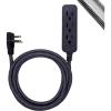 imageGE 3Outlet Power Strip Extension Cord with Multiple Outlets 8 Ft Braided Short Cord Extension Cord Grounded Flat Plug ETL Listed White 41282