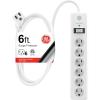imageGE 6Outlet Surge Protector 10 Ft Extension Cord Power Strip 800 Joules Flat Plug TwisttoClose Safety Covers ETL Listed White 14092White