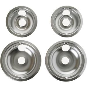 imageGE GE68C OEM 6quot and 8quot Drip Pan Kit Chrome Appliances Electric Range or Stoves Kitchen Solid Black