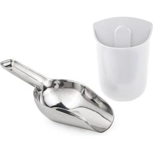 imageGE Profile Opal Stainless Steel Scoop  Magnetic Holder Ergonomic Grip Works with most Opal Nugget Ice Makers Stone WhiteMatte White