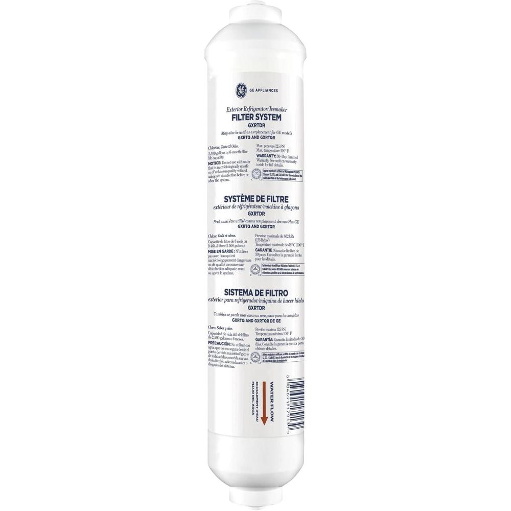 imageGE Appliances Refrigerator Water Filter Certified to Reduce Sediment Chlorine ampamp Other Impurities Easy Install for Builtin Filtration Refrigerators 5Year Lifespan GXRTLLGXRTDR