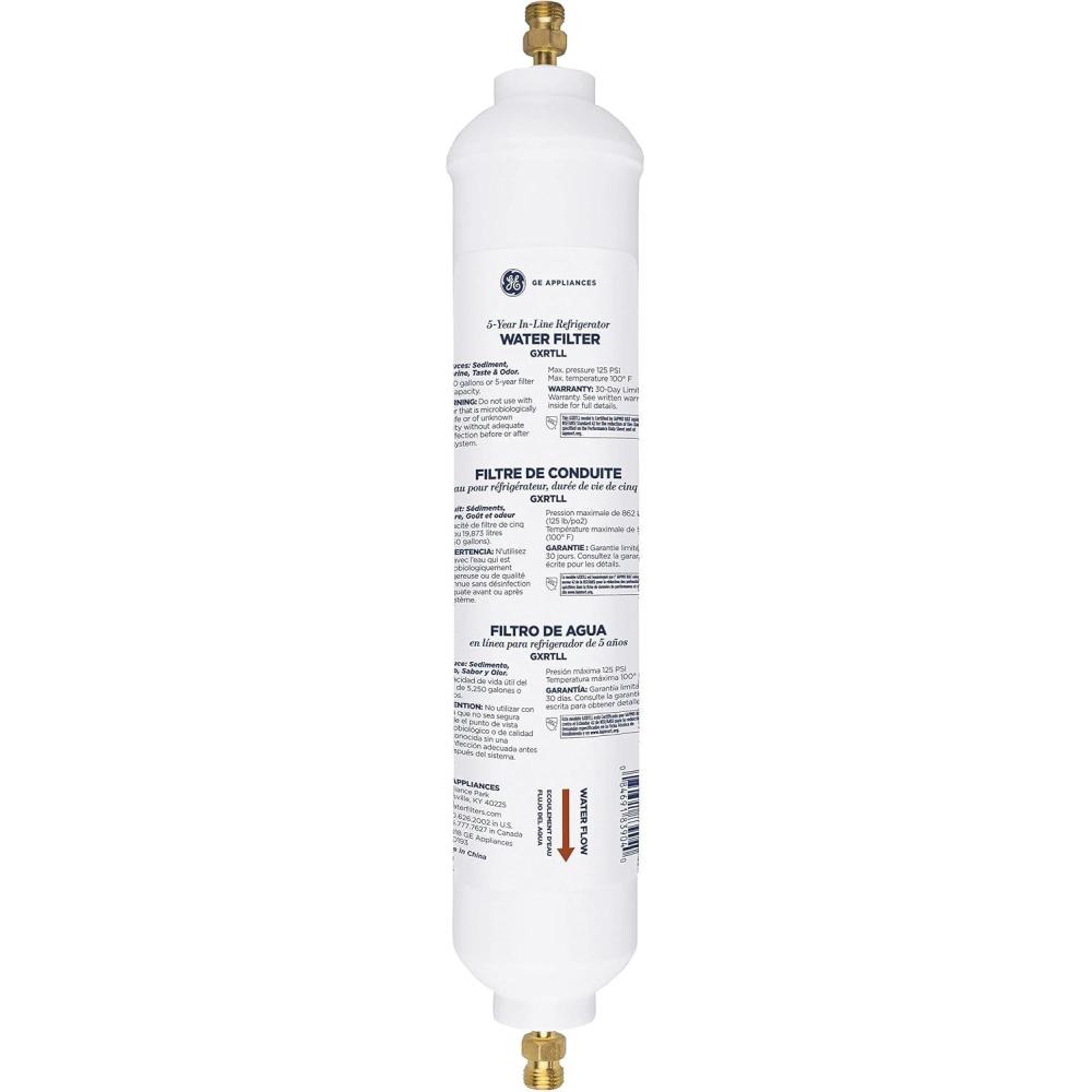 imageGE Appliances Refrigerator Water Filter Certified to Reduce Sediment Chlorine ampamp Other Impurities Easy Install for Builtin Filtration Refrigerators 5Year Lifespan GXRTLLGXRTLL