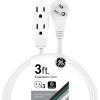 imageGE 3Outlet Flat Extension Cord 8 Ft Grounded Extension Cord with Multiple Outlets 3 Prong Outlet Extender Flat Plug Indoor Power Strip 16 Gauge UL Listed White 50251White