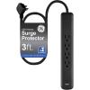 imageGE 6Outlet Surge Protector 10 Ft Extension Cord Power Strip 600 Joules TwisttoClose Safety Covers Protected Indicator Light UL Listed Black 374424 Outlet  USBC