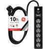 imageGE 6Outlet Surge Protector 10 Ft Extension Cord Power Strip 600 Joules TwisttoClose Safety Covers Protected Indicator Light UL Listed Black 374426 Outlet