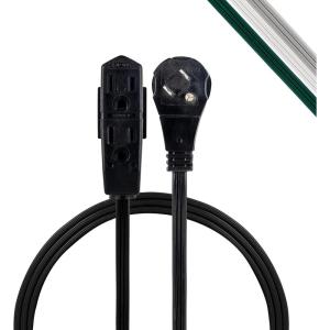 imageGE 3Outlet Flat Extension Cord 8 Ft Grounded Extension Cord with Multiple Outlets 3 Prong Outlet Extender Flat Plug Indoor Power Strip 16 Gauge UL Listed White 50251Black