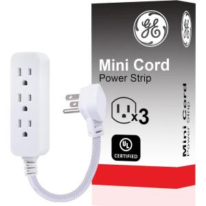 imageGE 3Outlet Power Strip Extension Cord with Multiple Outlets 6 Inch Braided Short Cord Extension Cord Grounded Flat Plug Extension Cord ETL Listed White 451906 Inch