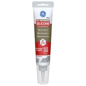 imageGE Advanced Silicone Caulk for Kitchen ampamp Bathroom Clear 28 fl oz Tube 1 Pack  100 Waterproof Silicone Sealant 5X Stronger Adhesion Shrink ampamp Crack ProofWhite