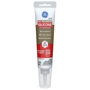 imageGE Advanced Silicone Caulk for Kitchen ampamp Bathroom Clear 28 fl oz Tube 1 Pack  100 Waterproof Silicone Sealant 5X Stronger Adhesion Shrink ampamp Crack ProofClear