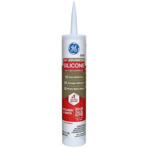 imageGE Advanced Silicone Caulk for Kitchen ampamp Bathroom White 10 fl oz Cartridge 1 Pack  100 Waterproof Silicone Sealant 5X Stronger Adhesion Shrink ampamp Crack ProofClear