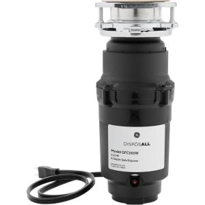 imageGE Continuous Feed Garbage Disposal 13 Horsepower Good for Grinding Fruit Peels Cooked Pasta ampamp Cereal Easy Install Kit Included NonCorded Recommended for 12 Person HomesGFC565W 12 HP Corded Universal 3 Bolt