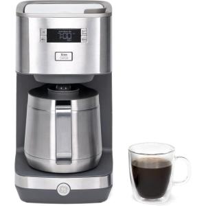 imageGE Drip Coffee Maker With Timer  10Cup Thermal Carafe Pot Keeps Coffee Warm for 2 Hours  Adjustable Brew Strength  Wide Shower Head for Maximum Flavor  Kitchen Essentials  Stainless SteelOld Thermal Carafe