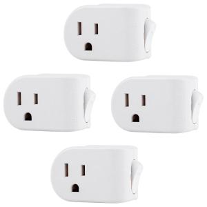 imageGE Grounded Power Switch Outlet Extender 3Prong Easy to Install for Indoor Lights and Small Appliances Energy Efficient Adapter Space Saving Design UL Listed White 255114 Pack
