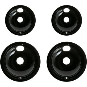 imageGE Stove Drip Pans  Electric Stove Burner Drip Pans  4 Piece Set 6quot and 8quot Drip Pan Kit  Porcelain Range Replacement Stove Burner Bowls6 in  8 in