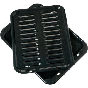 imageGeneral Electric GE Appliances Broiler Pan with Rack for Oven NonStick Pan 2 Piece Black Porcelain Coated Carbon Steel Roasting Pan Durable and Dishwasher Safe WB48X10056 Genuine GE OEM PartPan