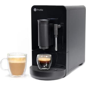 imageProfile GE Automatic Espresso Machine  Milk Frother  Brew in 90 Seconds  20 Bar Pump Pressure for Balanced Extraction  Five Adjustable Grind Size Levels  WiFi Connected for Customization  BlackAutomatic Espresso  Frother