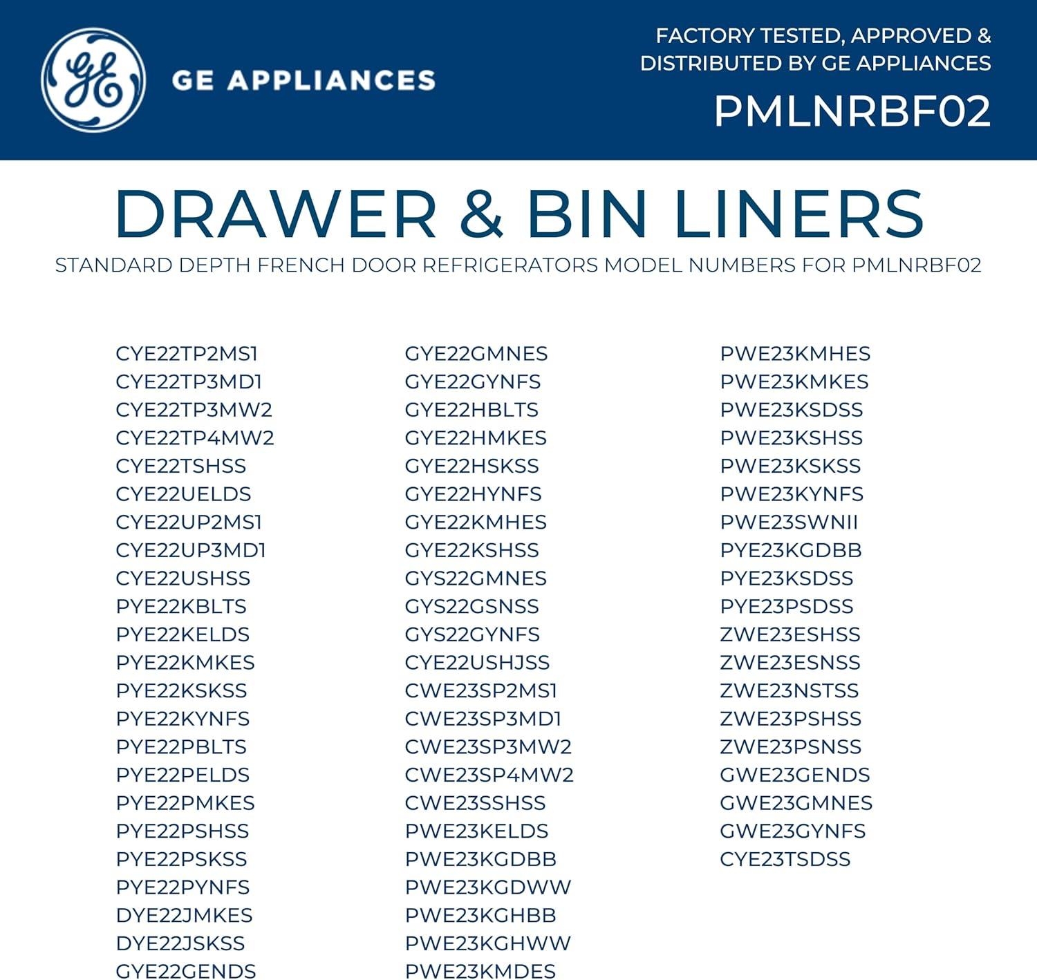 imageGE Appliances Refrigerator Drawer ampamp Bin Liners with Microban for Counter Depth Refrigerators  Durable EasyClean AntiMicrobial ProtectionCounter Depth Models