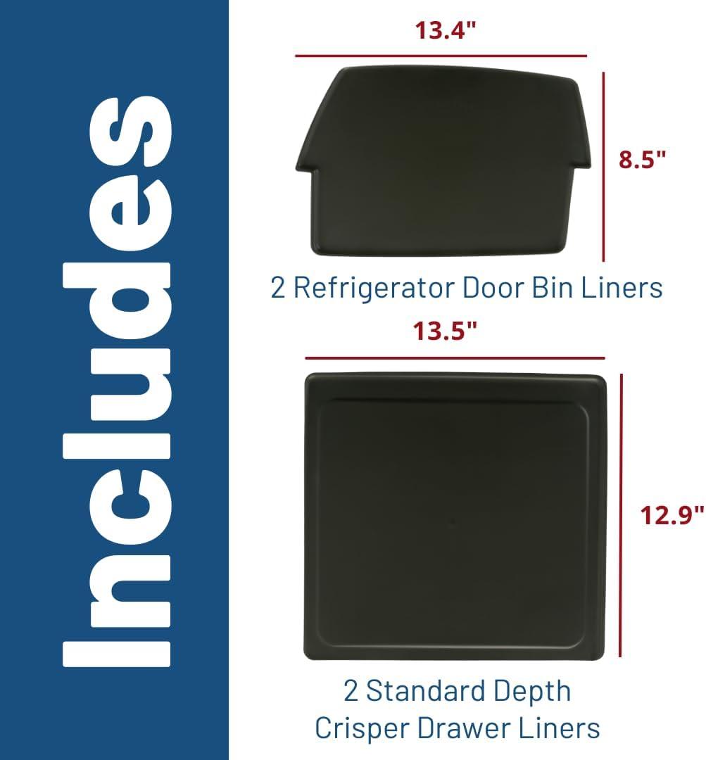 imageGE Appliances Refrigerator Drawer ampamp Bin Liners with Microban for Counter Depth Refrigerators  Durable EasyClean AntiMicrobial ProtectionStandard Depth Models