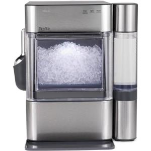 imageGE Profile Opal 20 Ultra Nugget Ice Maker with Side Tank and Scale Inhibiting Filter Scoop Included 38 lbs in 24 Hours Pellet Ice Machine with WiFi ampamp Smart Connected Stone WhiteStainless Steel