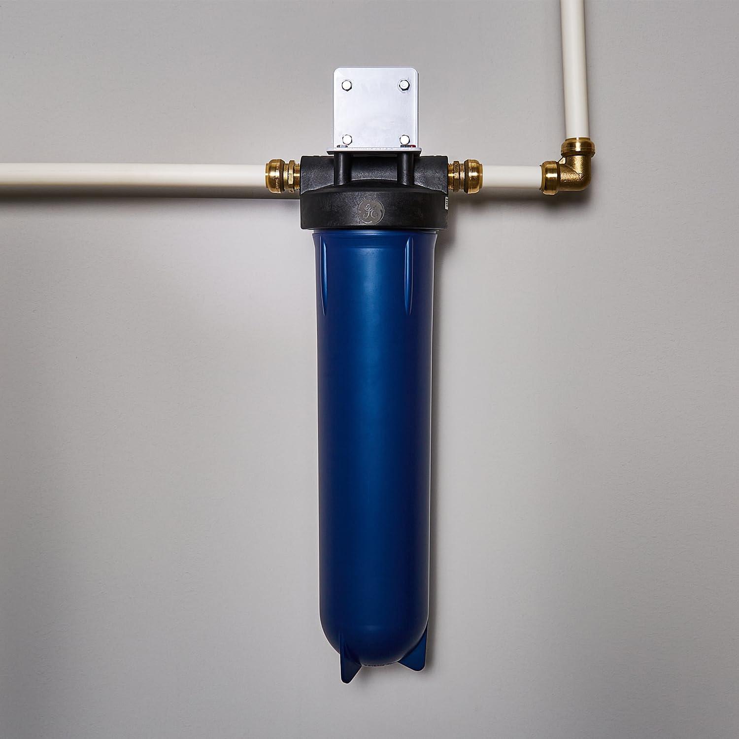 imageGE Heavy Duty Whole House Water Filtration System amp Filter  Reduces Sediment Rust amp More  Install Kit amp Accessories Included  GXWH60T FXWPT