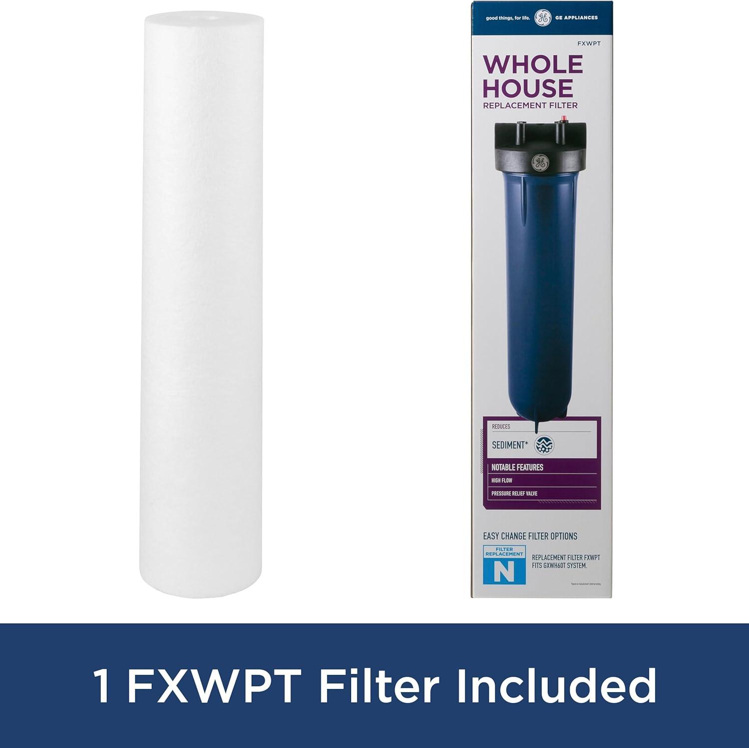 imageGE Heavy Duty Whole House Water Filtration System amp Filter  Reduces Sediment Rust amp More  Install Kit amp Accessories Included  GXWH60T FXWPT