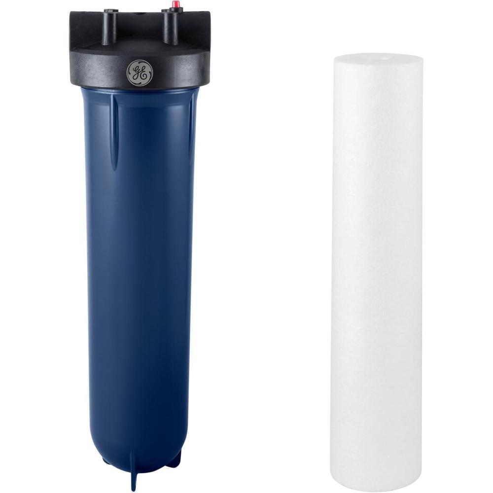 imageGE Heavy Duty Whole House Water Filtration System amp Filter  Reduces Sediment Rust amp More  Install Kit amp Accessories Included  GXWH60T FXWPT
