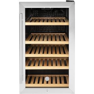 imageGE Wine Cooler amp Beverage Refrigerator  Mini Fridge With Lock amp Key Included  Complete With Oak Shelving Glass Exterior amp Warm Interior Lighting  Fits 109 Cans or 31 Wine Bottles  Stainless Steel